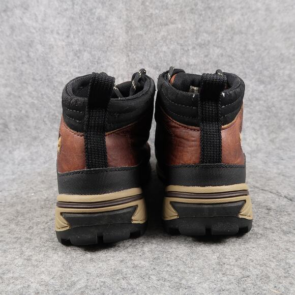 Timberland Shoes Kids 2.5 Hiking Boots Outdoor Leather Ankle Lace Up Brown Black - Picture 7 of 14
